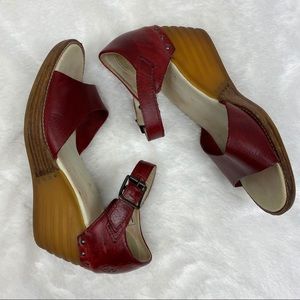 Dr. Martens Red Leather Ruana wedge sandals 7